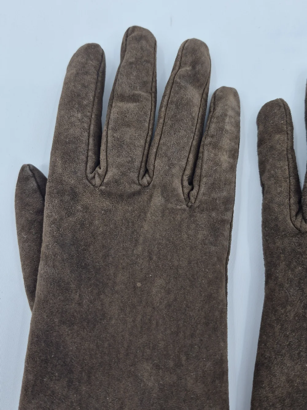 Womens XL Gloves Genuine Leather Suede Brown Polyester Fur Lined Snug Fit